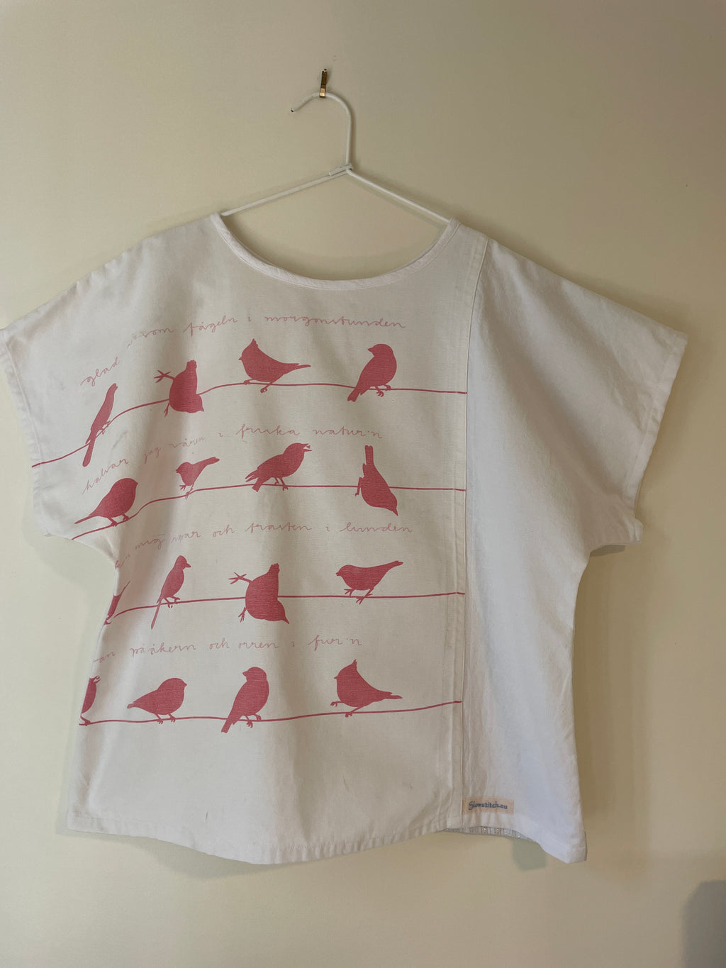 Re-made Tea towel | Boxy Top with Swedish Birds | Sustainable fashion
