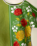 Upcycled Tea-towel T-shirt | Floral green | Sustainable Fashion