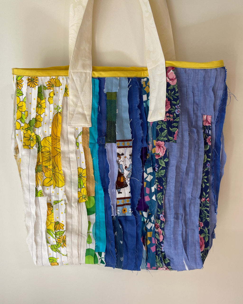 Slow Stitch Tote bag | Made from fabric scraps | One size