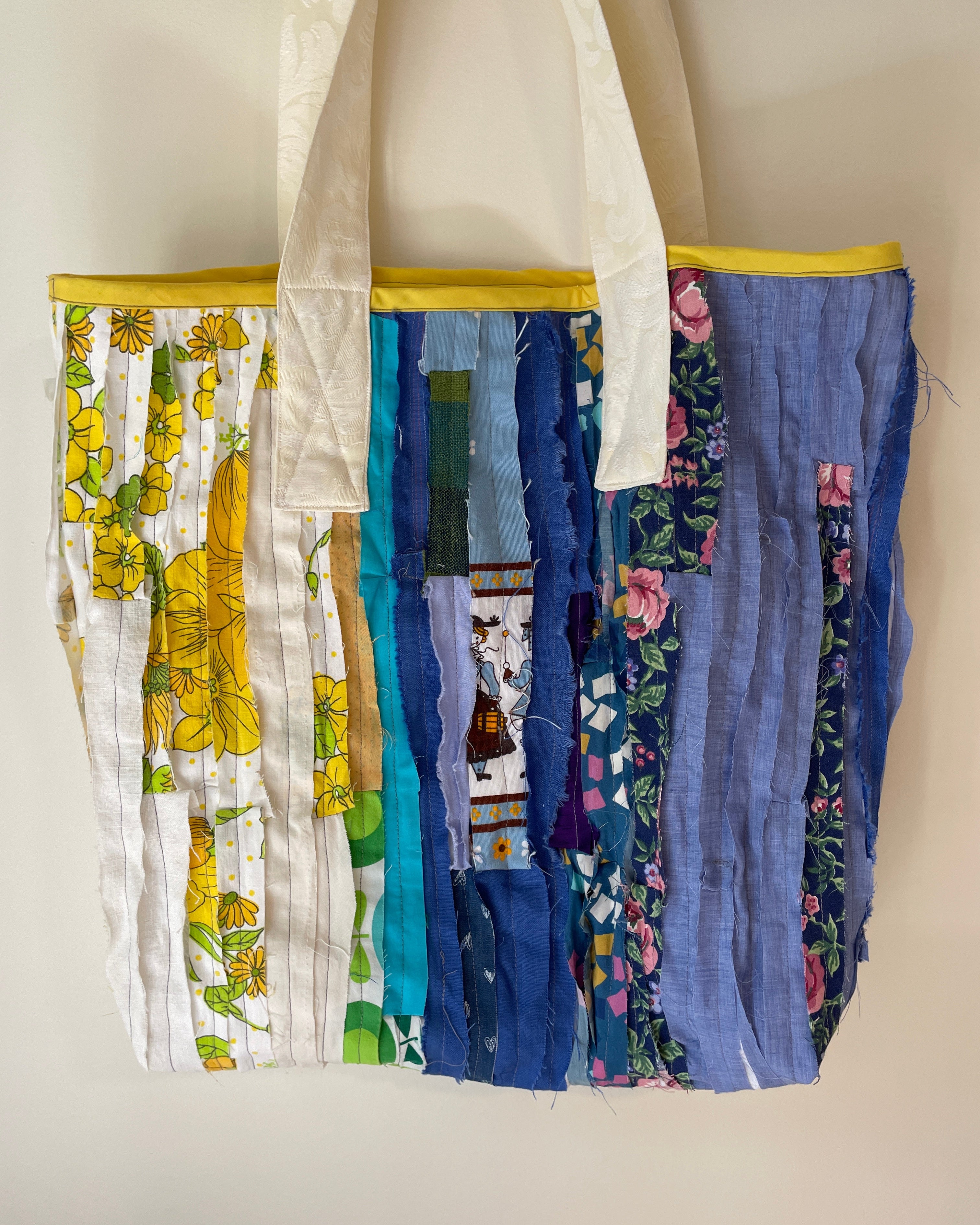 Slow Stitch Tote bag | Made from fabric scraps | One size