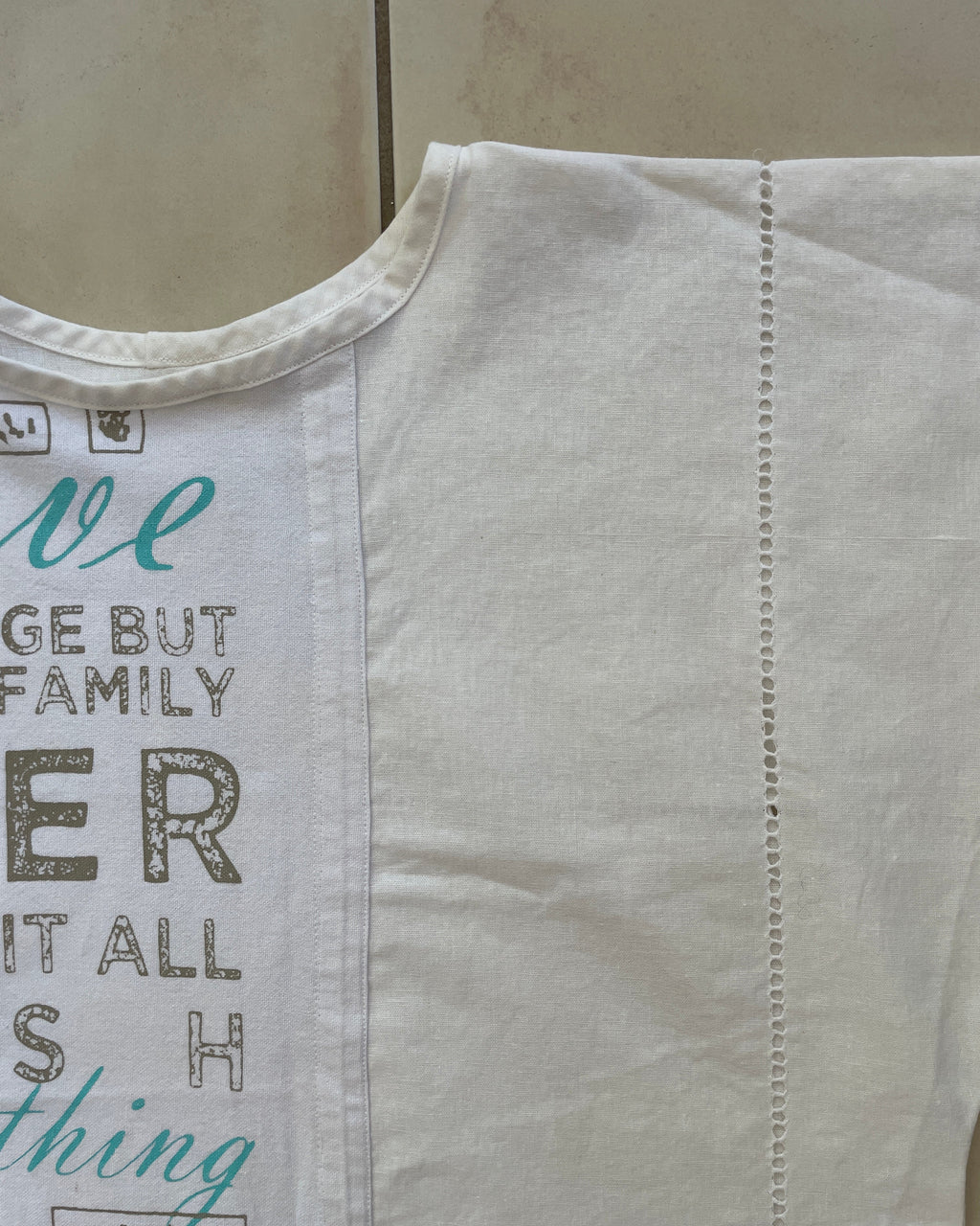White tank top with text 