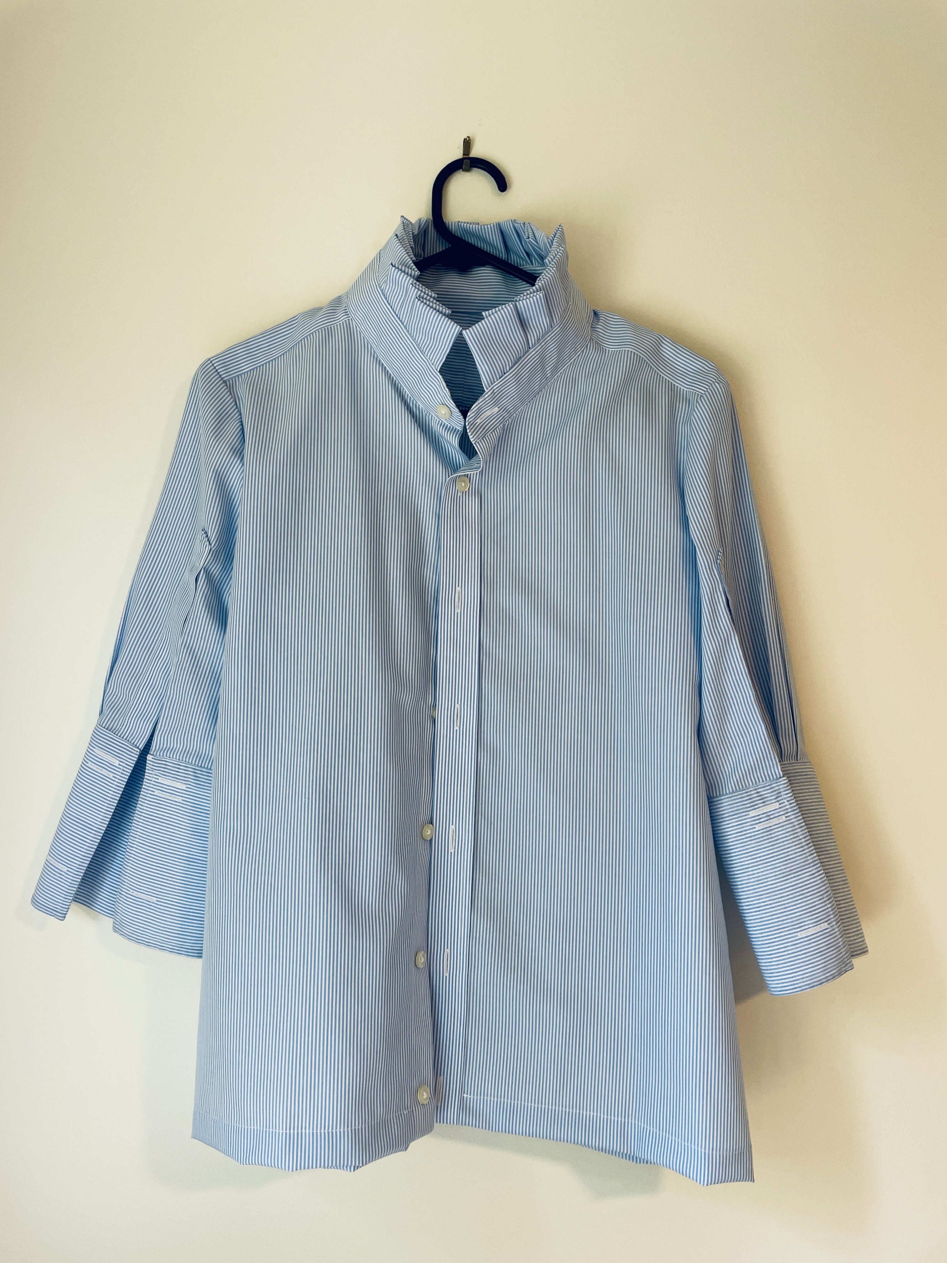 Redesigned Blue Cotton Shirt | Sustainable Fashion | Small size