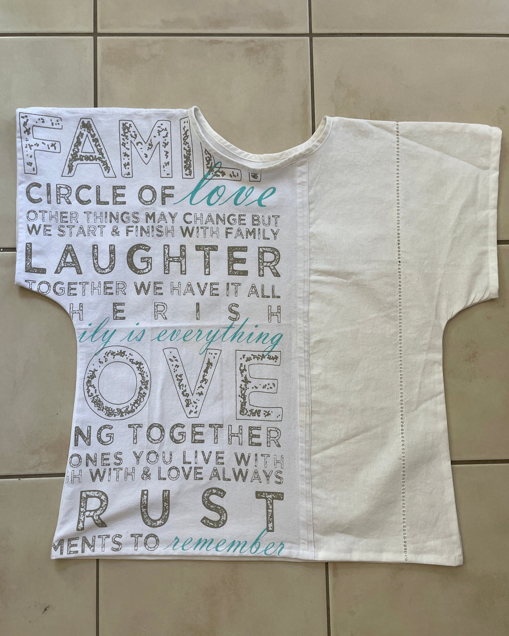 White t- shirt with text design 