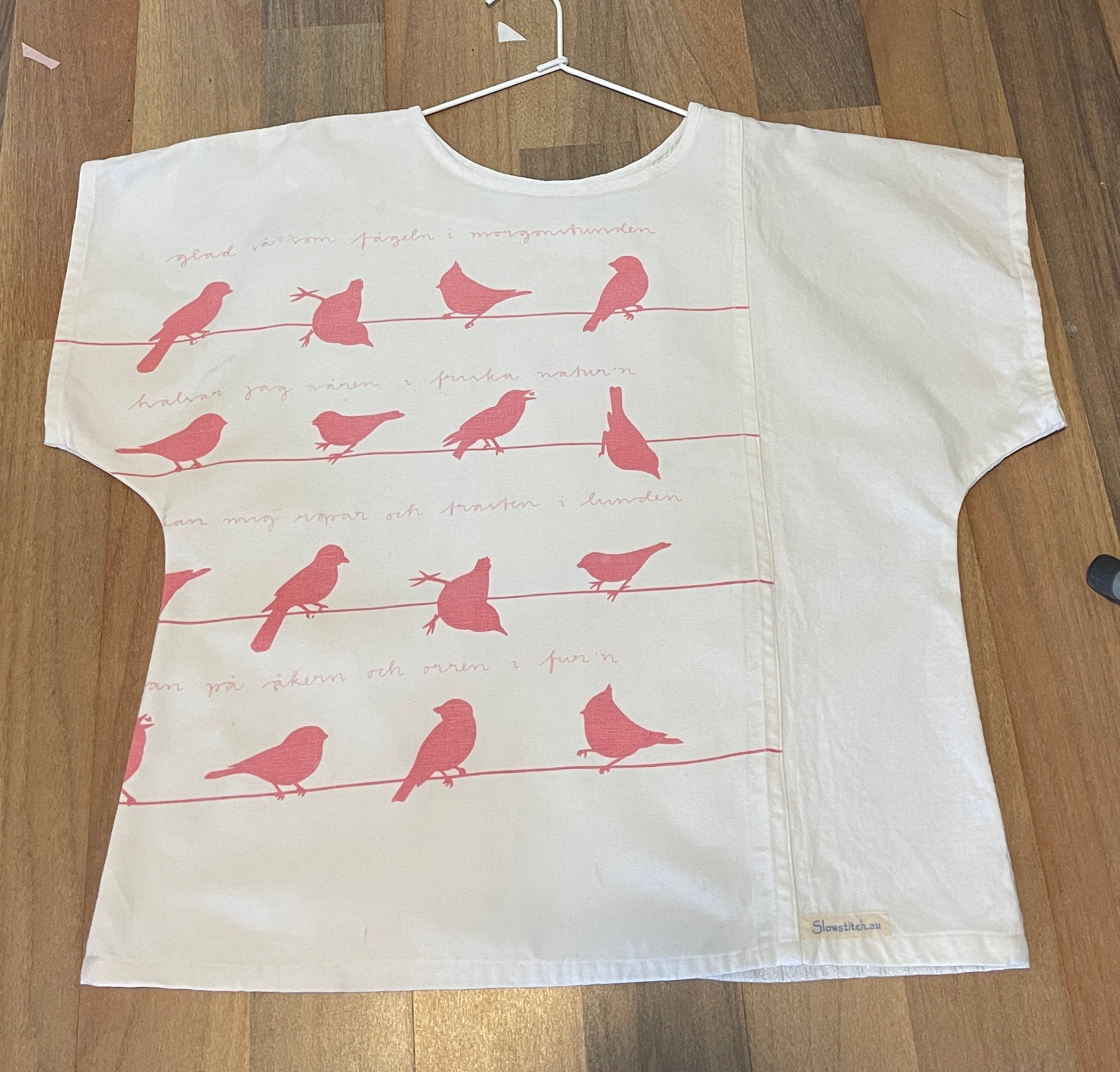 Re-made Tea towel | Boxy Top with Swedish Birds | Sustainable fashion
