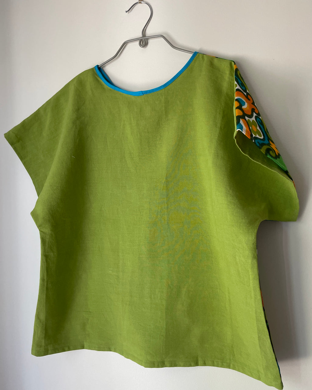Upcycled Tea-towel T-shirt | Mosaic flowers | Sustainable fashion